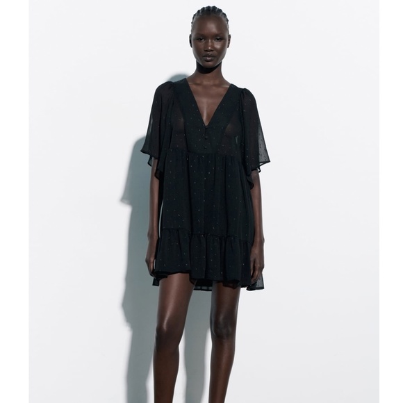 Zara dotted mesh mini dress - Picture 2 of 11